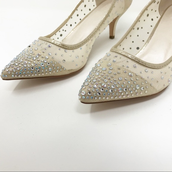 kitten heel rhinestone shoes